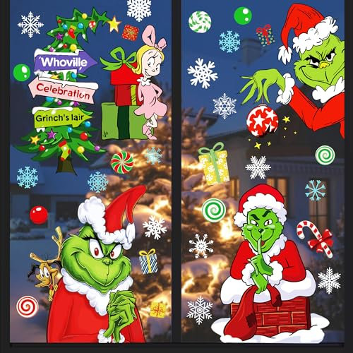 Surcotto Lot de 9 feuilles d'images de Noël pour fenêtre, Décoration Noel, Autocollantes, Réutilisables, pour fenêtres