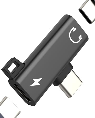 Adaptador doble jack USB C auricular (2 en 1) para iPhone 16 15 compatible con Samsung S23 S24 Toma de auriculares Cargador DAC para Apple iPad Pro Conector Audio Splitter AUX Cable Teléfono Coche