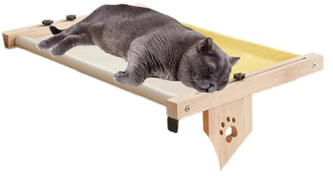 Amaca per gatti per davanzale della finestra, letto per gatti per davanzale della finestra, seduta per letto per gatti in legno, lettino da riposo regolabile per gatti, sedile per letto per