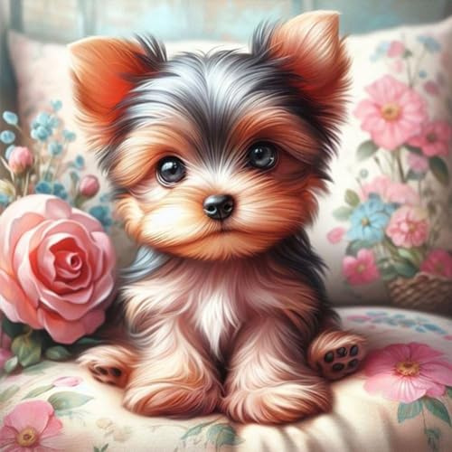Acudotr Hund Diamond Painting Erwachsene Set, 5D Diamant Painting Kits Bilder für Erwachsene, DIY Diamant Malerei Diamond Art Kits Set für Wanddekor, 30x30cm