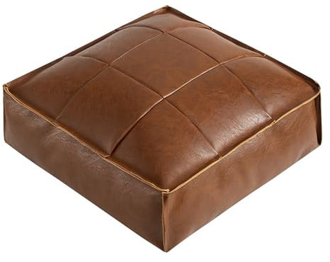 MRKU Pouf Ottoman,Fußhocker für Sofa,Quadratischer Sitzsack,Bodenkissen Fußhocker,Marokkanischer Pouf Fußhocker aus Kunst-PU-Leder,Lazy Sofa für Boden