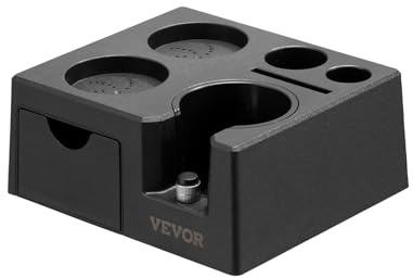 VEVOR Espresso Tamping Station, ABS Material, 7-in-1 Multifunctional Tamping Station with Detachable Slot, Easy to Clean Espresso Knock Box with Non-Slip Base, Fits for 51-58 mm Handles