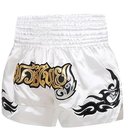 Volere è potere, Pantaloncini da Boxe, Pantaloncini da Kickboxing, Pantaloncini da Muay Thai, Pantaloncini da Boxe, Pantaloncini Sportivi, Uomo Donna, Pantaloni da MMA di Lusso, bianco, XXS-XS