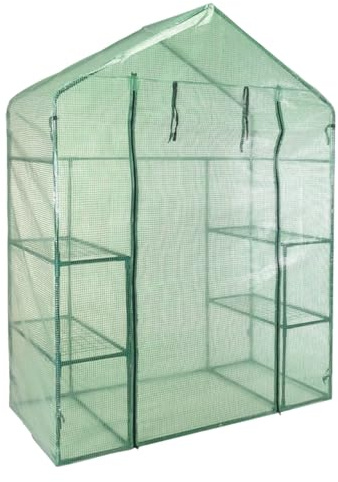 Well Home Gewächshaus mit Metallrahmen, 143 x 73 x 195 cm, mit Abdeckung aus Polyethylen, Grün