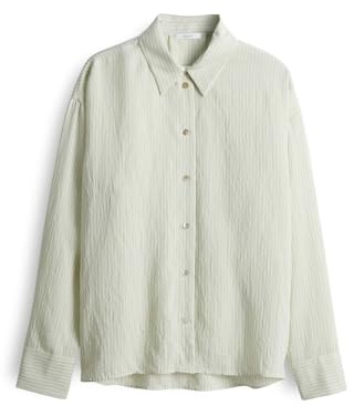 OPUS Damen Langarmbluse | Streifenbluse Faris mit Schnürung in der Seite Green Glow, 34