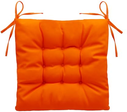 Insun Sitzkissen Outdoor Wasserabweisend Wetterfest, Stuhlkissen mit Bindebänder für Gartenstuhl Innenbereich Orange 40 x 40 cm, 1er Set