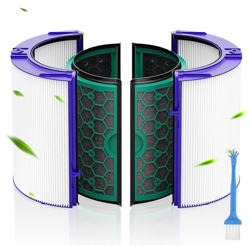 1 Set de Filtros Compatibles con Purificador Aire Dyson TP04/DP04/HP04/TP05 | Filtro de Vidrio y Carbón Activo, Elimina el 99,97% de las Partículas, para Dyson TP04 DP04 HP04, Incluye cepillo de limpieza