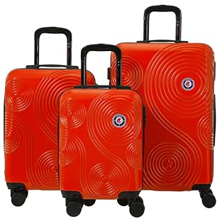 Set de 3 Valises Rigides GPS avec 8 Roues et Cadenas Intégré - Orange