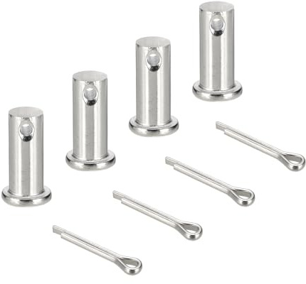 QUARKZMAN 4 Piezas Pasadores de Horquilla M12x30mm Cabezal Plano Plateado | 304 Acero Inoxidable, con Un Solo Agujero, Sistema de Sujeción con Pasadores de Seguridad