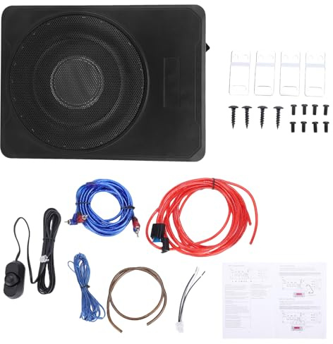 Aumotop Caisson de Basses de Voiture amplifié Fin 10 Pouces avec Lumières Vibrantes, Basses Puissantes pour Une Expérience D'écoute Immersive pour Voiture/Camion/Bateau, Matériau en Alliage