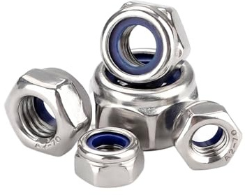 YANGC Feingewindesteigung 0,5–1,5 mm M5 M6 M7 M8 M10 M12 M14 M16 304 Edelstahl-Sicherungsmutter mit Nyloneinsatz Sechskant-Selbstsicherung(10pcs M6x0.75)