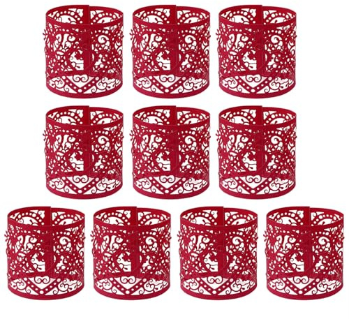 CALLARON 50 Envoltorios de Papel Rojo para Lámparas de Vela Diseño Hueco de Corazón, Material Papel, Crean Ambiente Cálido y Dispersan Luz para Decoración Elegante