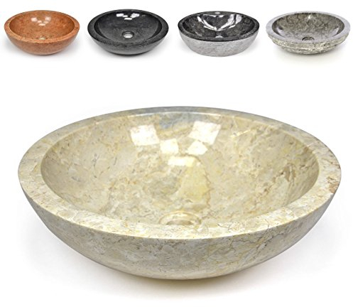 Divero Naturstein Aufsatz-Waschbecken Modena Handwaschbecken Waschschale Marmor Stein poliert rund beige Creme