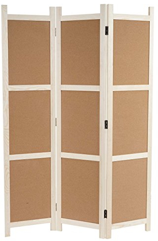 Mendler Paravent HWC-G52, Raumteiler Trennwand Sichtschutz, Pinnwand Kork - braun, 3 Paneele 166x121cm