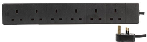 Pro Elec - Extension Lead, 6 Socket, 3 Metres (Black)