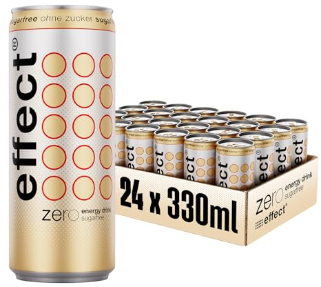 effect Energy Drink ZERO SUGAR - Tray mit 24 Dosen, 24x0,33l | Zuckerfreies koffeinhaltiges Erfrischungsgetränk mit B-Vitaminen, vegan, erfrischend im 24er Tray für den Vorrat, Einweg
