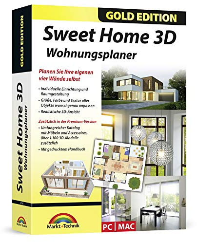 Sweet Home 3D Wohnungsplaner - mit zusätzlichen 1.100 3D Modelle und gedrucktem Handbuch, ideal für die Architektur, Haus und Wohnplaner - für Windows 11-10-8-7-Vista-XP & MAC