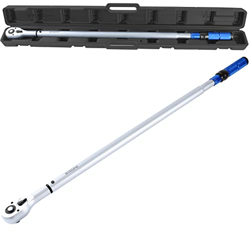 TECPO Drehmomentschlüssel 3/4 Werkstatt-Profi 140-700 Nm, Hebel-Umschaltknarre Klicksignal, Schiebearretierung zur Fixierung, kalibriert mit ±4% Genauigkeit, 1085mm lang, Kiloschlüssel, KFZ Schlüssel