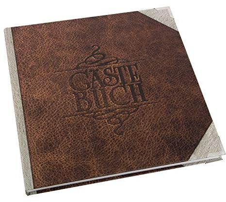 Gästebuch Leder-Optik mit Metallecken: Fotoalbum Geburtstag, Jubiläum, Taufe, Kommunion, Erinnerungsbuch Hardcover, Erinnerungsalbum Hochzeit, 164 Blanko Seiten, Vintage Album Leer, Braun, 21 x 21 cm