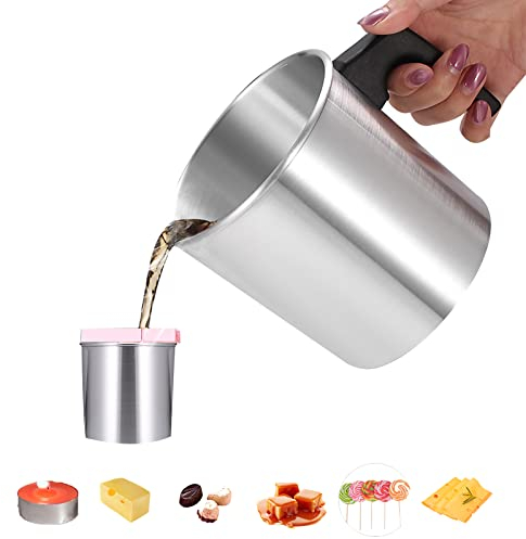 YUNYODA Olla para Derretir Cera para Velas,Taza De Cera, Vela Perfumada, Olla De Fusión De Cera DIY, Vaso para Derretir Velas con Asa Resistente Al Calor Y Recipiente Interior De Acero Inoxidable