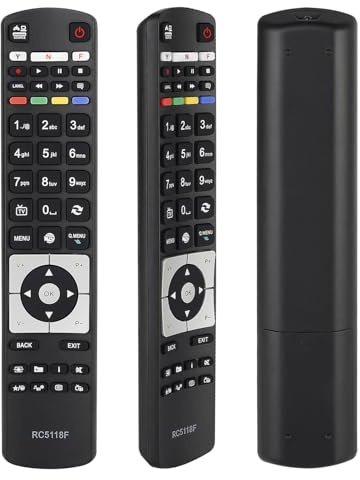 Universal RC5118F Fernbedienung Ersetzen für Telefunken/Hitachi/Bush/Polaroid Smart TV's, Fernbedienung Passend für Telefunken RC5118 Fernseher Receiver TV Fernbedienung