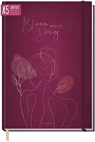 paper&you® dotted Journal A5 mit Gummiband Bloom every day 156 Seiten, Notizbuch gepunktet, Tagebuch - nachhaltig & klimafreundlich