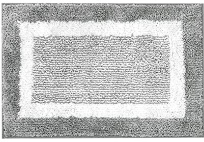 YRHH Bath Mat Non-slip Microfibre Soft Bath Rugs, Machine Washable, Shower Water Absorbent, Bath Mat, Hard-wearing Floor Mats for Underfloor Heating Shower Bathtub Door-Grey