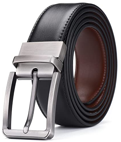 AivaToba 2-in-1 Ledergürtel Herren, Reversibler Ledergürtel in Braun/Schwarz (Breit 35 mm), Männer Gürtel Schwarz​​ für Anzüge, Jeans & Business, Gürtel Herren​​ mit Premium-Leder/Geschenkbox