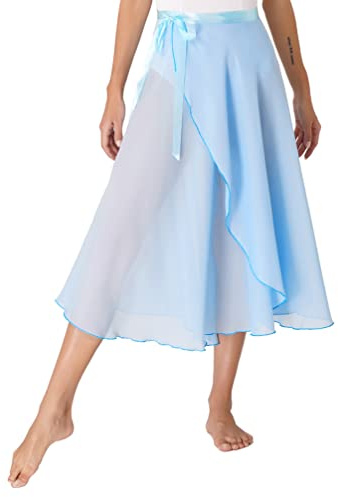 TiaoBug Damen Chiffon Ballett Rock Wickelrock Langer Tanzrock Maxi Röcke transparent Ballett Tanz Kostüm Bekleidung in 6 Farben