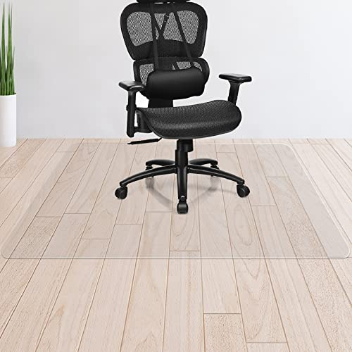 COSTWAY 120x120cm/150x120cm Office Chair Mat, Transparent Non Slip PVC Floor Protection Mat, Multi-Purpose Large Clear Desk Chair Mat for Carpet Hard Floor (150x120cm)