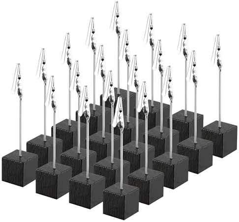 20 Pièce Porte Photo, Mémo et Porte-clips Message, Porte Photo Mémo Clip Avec Pince Crocodile et base en Pin, Pince Porte Nom Pour la Décoration de Bureau, Mariage, Fête, Maison(12 × 2.5 × 2.5 cm)