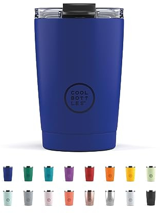 Cool Bottles - Tumbler - Bicchiere Termico in Acciaio Inossidabile - 330 ml - Vivid Blue - Tazza da Caffè - Coperchio Ermetico - Bevande Fredde 10 ore e Calde 5 ore - Finitura Antimacchia
