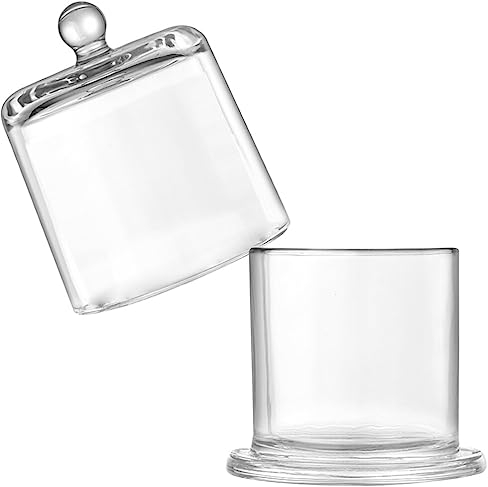 HOMSFOU 1set Glass Candle Holder with Lid Small Transparent Butter Dish for Aromatherapy Modern Style Candy Jar for Home Decor Office and Weddings