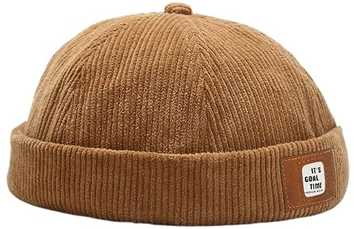 DURINM Corduroy Dockercap Cap Ohne Schirm Casual Herren Docker Cap Seemannsmütze Docker Mütze Hafenmütze Seemannskappe Brimless Cap Herrenmütze Verstellbar