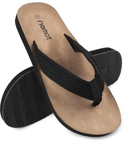 riemot Flip Flops Herren Zehentrenner Orthopädische Sommer Beach/Pool Sandalen Outdoor Surfen Badelatschen Sommerschuhe EU45