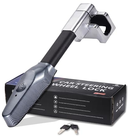 XIMINZ Car Steering Wheel Lock with Alarm Anti Theft Car Security Device Warning System Adjustable Lock for Auto SUV Van (Not Including Batteries)