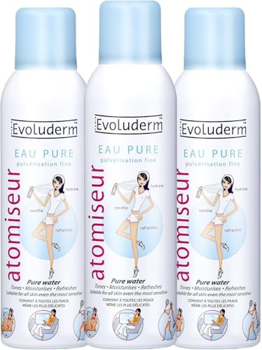 EVOLUDERM - Atomiseur/Brumisateur d'Eau Pure - Origine Naturelle - Végan - Fabrication Française (3 x 150 ml)