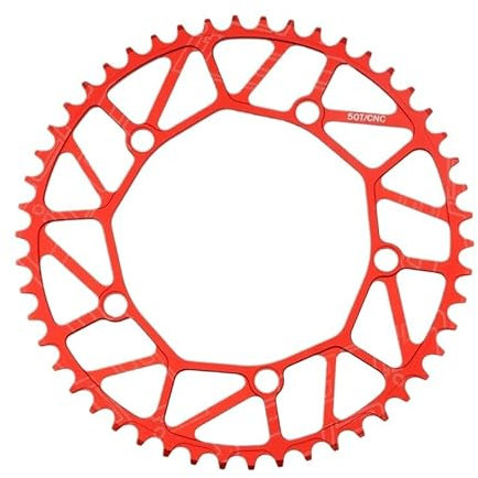 wanhaoaony Fahrradkettenblätter Klappfahrrad schmale breite Zähne 130BCD Kettenblatt 46 48 50 52 56 58T Kettenrad Aluminiumlegierung BMX Fahrrad Kurbelgarnitur Kettenblatt (Color : 50T red)