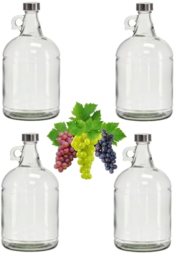 lilawelt24 4x 3L Flasche mit Schraubverschlüss Weinballon Glasballon Weinflasche| Likörflasche |Essig-Öl Flaschen | Schnapsflasche |Karaffe | Leere Glasflasche Zum Befüllen| Weinballon