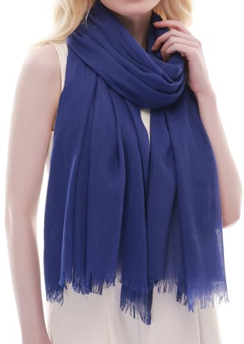 RIIQIICHY Bufanda Mujer Azul Pañuelos Cuello Fular Foulard con Flecos Chal Fiesta Estolas para Bodas Pashmina