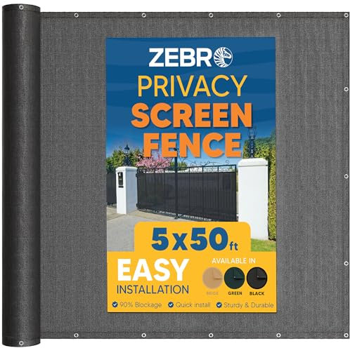 Zebro Zaunblende 1,5 m x 15,7 m, robust, mit Messingösen, perfekt für den Außenbereich, Schwarz