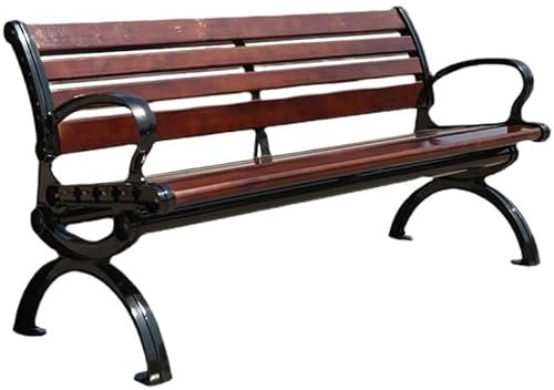 LAPADULA Outdoor-Bänke, Parkstuhl, Outdoor-Bank, Innenhof, doppelte Rückenlehne, Bank, Outdoor, Kunststoff, Holz, Freizeitsitz, Eisenkunst, Outdoor-Terrassenstühle