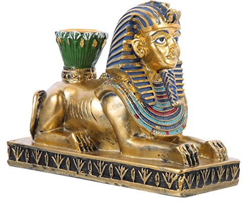 ULDIGI Antiker Vintage-kerzenhalter mit Ägyptischer Sphinx Aus Kunstharz Dekoratives Kunstharzhandwerk für Wohnzimmer