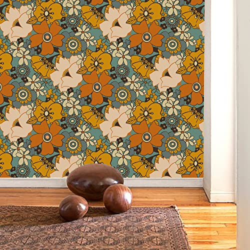 Klebefolie Möbel Grün Gelb Mandala Selbstklebende Folie Vinyl Selbstklebende Tapete Wasserdicht Möbelfolie Dekorative Wandtapete Wohnzimmer Schrank Tapeten 2P (40x250 cm)