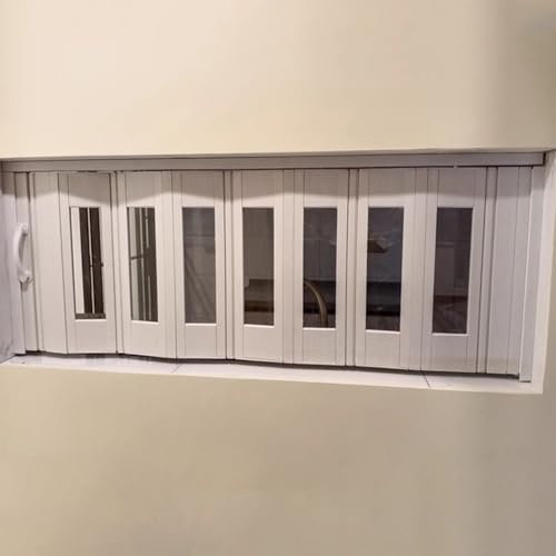 Porte a libro Finestra scorrevole pieghevole personalizzabile con maniglie e vetro, Porta a fisarmonica interna per soffitta e cantina, Porta pieghevole magnetica per la camera da letto della cucina(7