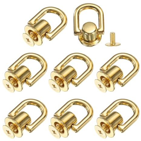 QUARKZMAN 8 Piezas Remaches de Bola de Metal con Anillo D (Dorado) | Botones de Cabeza de Poste de Bola con Tornillo, para Conector de Cadena de Bolso DIY Artesanías en Cuero
