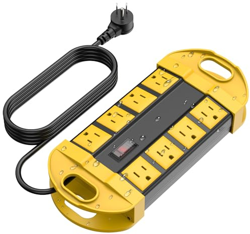 CCCEI Outdoor Power Strip Weatherproof with 8 Plug, Waterproof Extension Cord with Multiple Outlets, Christmas Exterior Garden Yard Surge Protector 6FT.