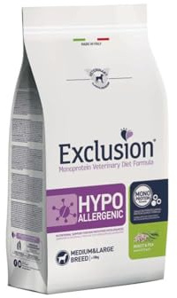 Exclusion Hypoallergenic Medium Adult Insetti e Piselli 2kg, alimento completo ipoallergenico per cani adulti di taglia media con intolleranze alimentari.