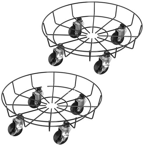 FIVMEN Rullo per piante rotondo in metallo, diametro 33 cm, per il trasporto, sottovaso con ruote, per interni ed esterni, capacità di carico 150 kg, tipo C
