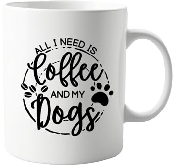 All I Need is Coffee and My Dogs 11oz Mug – Funny Dog Lover Mug for Coffee, Tea, Hot Chocolate or Any Drink – Perfect for Dog Parents Who Can’t Start Their Day Without Their Pets!